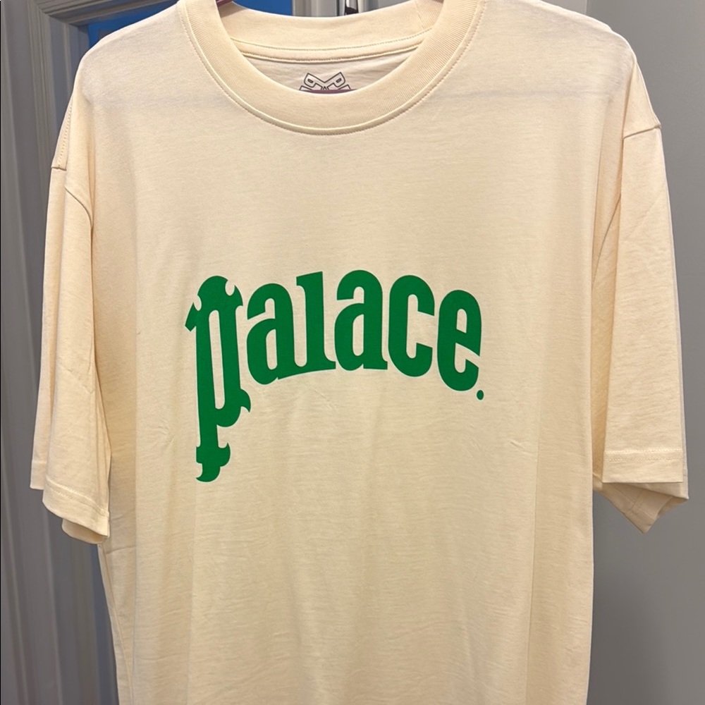PALACE Cream Green Logo Short Sleeve Tee
